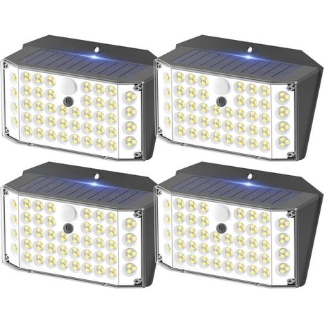 Lampe Solaire Exterieur,Étanchéité IP67 Lumiere Solaire Exterieur Detecteur de Mouvement,3 Modes Spot Solaire Exterieur,Blanc Froid 132LED Lampe Solaire pour Jardin,Garage [Classe énergétique A]