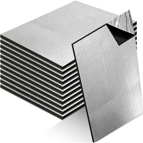 12 Pièces Tapis D'Isolation Acoustique 250 x 180 x 5 mm, Tapis de Voiture Isolant Autocollant, Tapis Insonorisant pour Voiture,Tapis Amortisseur d'Isolation Phonique pour Isolation Phonique (1/5)