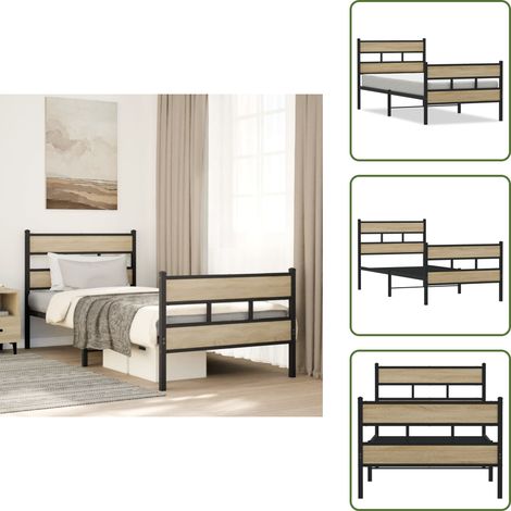 Cadre de lit en métal sans matelas chêne sonoma 80x200 cm - Cadre De Lit - Cadres De Lit - Lit Simple - Lit (1/5)