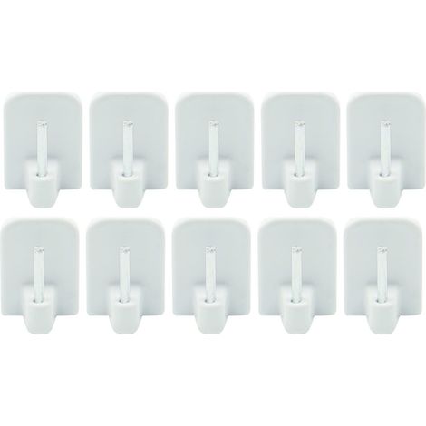 Lot de 50 crochets autocollants pour tringles à rideaux, tringles de vitrage, crochets de fenêtre, crochets adhésifs sans perçage, en plastique, blanc (1/5)