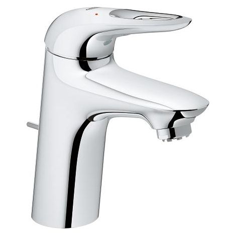 Mezclador monomando de lavabo Grohe Eurostyle, tamaño S, montaje de un solo orificio, con desagüe automático, maneta abierta, para calentadores de agua abiertos - 33561003 (1/2)