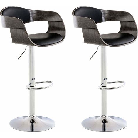 Set di 2 sgabelli da bar dal design scandinavo in PVC nero e struttura in legno grigio 100004245