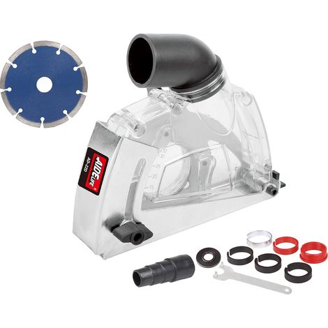 Protective Cover Angle Grinder with Guide Rail 115/125 mm with Diamond Cutting Disc 125 mm x 22.2 mm - Concrete, Stone, Brick (1/5)