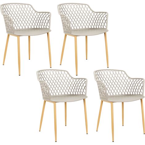 The Home Deco Factory – Lot de 4 fauteuils de jardin modernes – Structure en aluminium – Assise en textilène – Confort optimal – Gris