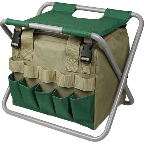 Borsa porta attrezzi Toivize MTP-661 - Pieghevole - Oxford 600D - Grigio 35x28x31cm - Sgabello da giardino (1/5)