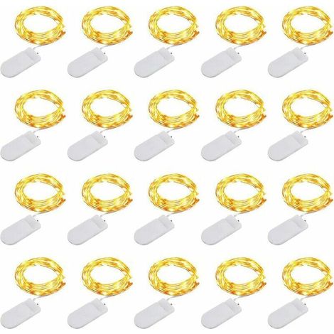 Guirlande Lumineuse [Lot de 20], Mini Guirlande LED a Pile M 0 LEDs Fil de Cuivre Intérieur et Extérieur Décoration Lumière pour Chambre Noël Mariage Fête Soirée Maison Jardin (Blanc Chaud) (1/5)