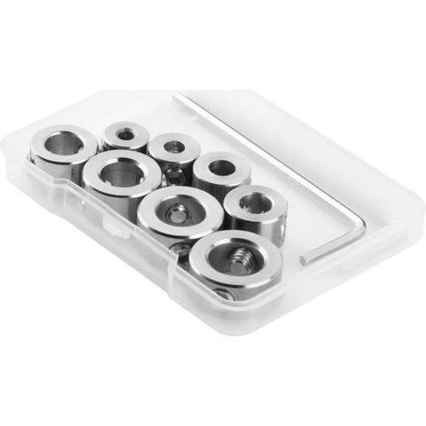 8pcs Bague de butée pour foret en acier inoxydable argenté, 3-10mm, localisateur de forets pour le travail du bois, empêche la pénétration excessive (1/5)