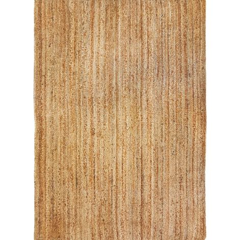 Hellin – Tapis en jute tressé main 120x170 – Motif lignes naturelles – Tapis kilim pour décoration bohème – Finition brute et texturée