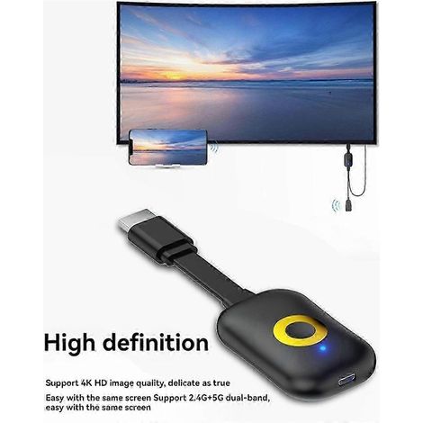 Projecteur d'écran sans fil 4K avec récepteur vidéo HDMI, duplication d'écran, Wi-Fi 2,4 GHz/5 GHz et affichage 1080p. (1/4)