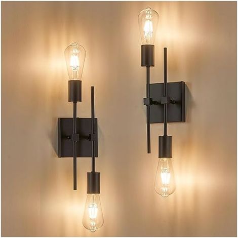 E27 Indoor Wall Sconce, Vintage Rotary Industrial Wall Sconces Black Retro Bedside Lamp Metal Light Bulb Not Included (1/5)