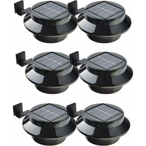 Solarbetriebene LED-Dachrinnenleuchten, 6 Stück, für Dachrinne, Zaun, Dachrinne, Garten, Hof, Wand, Schwarz (1/4)