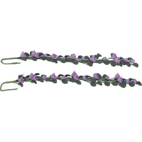 Lot de 2 balançoires miniatures (échelle 1:12) pour maison de poupée, ornement décoratif en argile, motif rose et liane, pour créations DIY (violet). (1/5)