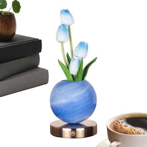 Lampe Bureau Fleur Décoration Maison Rechargeable Tactile 3 (1/5)