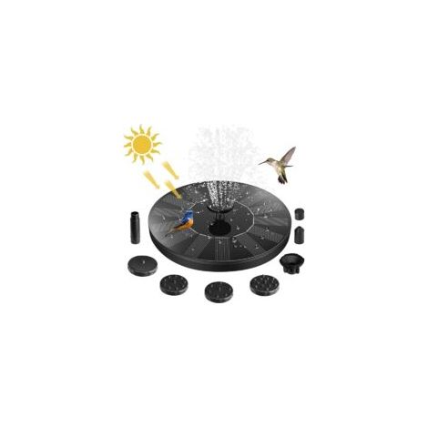 Solarbetriebener Gartenbrunnen mit Pumpe und 7 Düsen, Vogeltränke, Teich, Terrasse, Gartendekoration