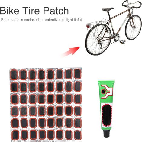 Kit de réparation pneus vélo complet 48 pièces, rustines colle et outils professionnels. (1/4)