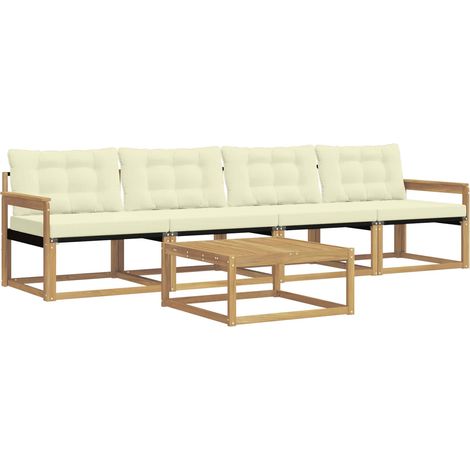 Outdoor Sofa Set 5 pcs White and Cream vidaXL (1/5)