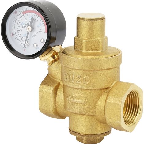 Régulateur de pression d'eau réglable en laiton DN20 avec manomètre (1/5)