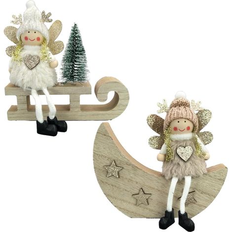 Set di Decorazioni Natalizie Statuette Angeli 2 pz 13.5 x 15 cm (1/5)