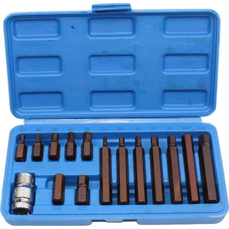 Innensechskant-Bits – 14-teilig, kurz und lang, Sechskant – 1/2-Zoll-Vierkantantrieb-Adapter – für Steckschlüssel – Komplettset (1/5)