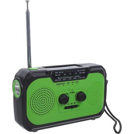 Radio D’Urgence Solaire à Manivelle 2200mah Lampe LED Verte (1/5)