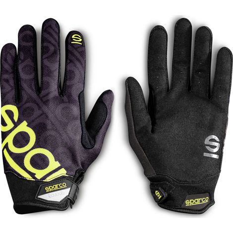 Sparco 002093 Verstellbare Arbeitshandschuhe, verstärktes Handgelenk, Polizei-Index, Schwarz/Gelb, L
