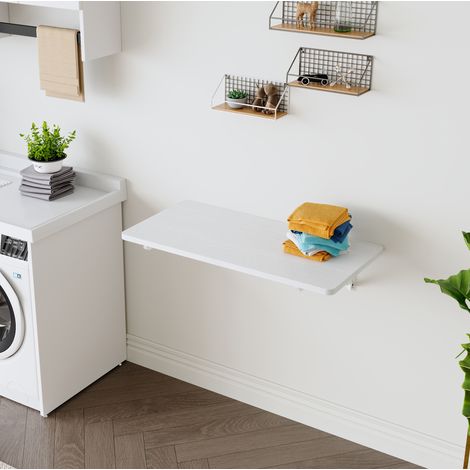 Tavolo da parete pieghevole 80 x 40 cm in MDF con supporti in metallo bianco DESVIAE (1/5)