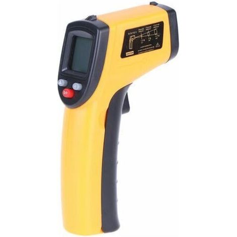Termometro digitale a infrarossi, pistola laser industriale senza contatto con retroilluminazione, -50-380 °C, non adatto all'uso umano, batterie non incluse, arancione (1/4)