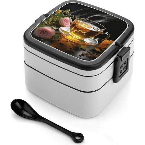 Boîte à thé Bento rectangulaire empilable, double paroi, au (1/5)