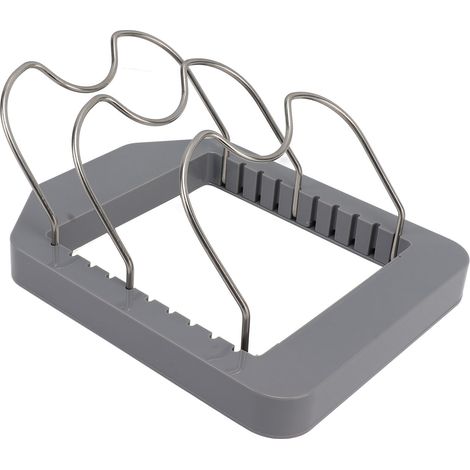 Organisateur de couvercles de casseroles en plastique en forme de U, support de rangement pour couvercles de plaques de cuisson, gris (1/5)