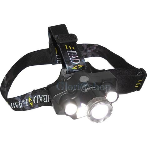 Torcia Frontale 3 Led 1 Cob Zoom Luce Bianca Batteria Litio Ricaricabile Carica (1/3)