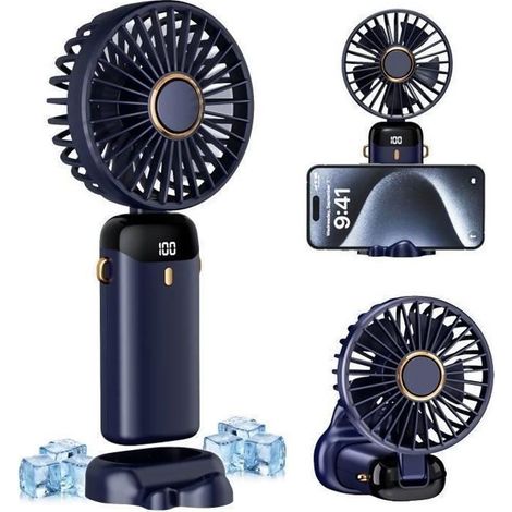 Ventilateur portable 5 en 1 Mini ventilateur - 2500 mAh - 5 vitesses - Pliable à 90° (1/5)