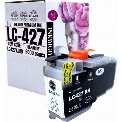 Inchiostro Inkdigo LC427XLBK compatibile con la stampante Brother HL-J6010DW MFC-J5955, certificato TÜV. (1/5)