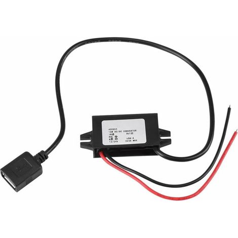 DC-DC Adaptateur abaisseur 12V / 24V à USB 5V 3A Convertisseur Convertisseur Étanche Convertisseurs De Câble-LIAIKI (1/5)
