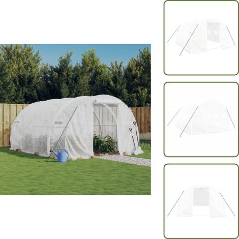 Serre avec cadre en acier blanc 12 m² 4x3x2 m - Serre De Jardin - Abri Jardin - Tunnel De Jardin - Serrez Blanche - Serre Pliable
