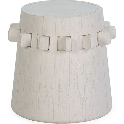 Tabouret bois de cèdre blanc finition naturelle assise design - Blanc cèdre naturel