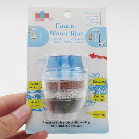 Filtre à eau, filtre à eau à charbon actif pour robinet de cuisine, filtre pour robinet rond (1/5)