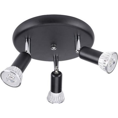 Plafonnier - LED - 3 Lumières - Noir - Angle d'Eclairage Réglable - GU10 (1/4)