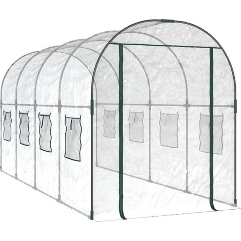 Greenhouse Transparent 160x400x190 cm PVC&Powder-coated Steel vidaXL (1/5)