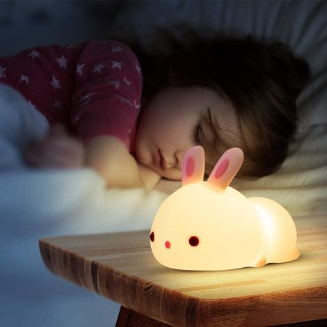 Veilleuse pour enfants, veilleuse LED pour bébés, lampe d'allaitement pour la chambre d'enfant, lampe de chevet lapin, lampe tactile USB en silicone à intensité variable, veilleuse douce et mignonne p