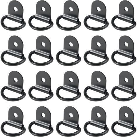 20 pièces Anneaux D'arrimage,Anneaux d'arrimage,Anneau Arrimage Iron,remorque d'anneau Montage d, Anneau d arrimage Rond pour Pliable avec Verrouillage de Charge dans Les Voitures(36 x 25 mm, Noir) (1/5)