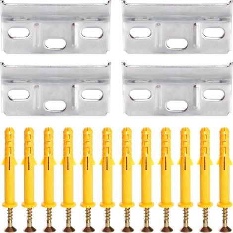 4 Pièces Support Rail Armoire et 12 Pièces Vis Chevilles Murales, Rail de Suspension Fixation Plaque Support placards Meubles, Supports de Suspension Robustes pour Armoires (1/5)