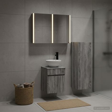 vidaXL Bathroom Furniture Set 4 pcs Grey Sonoma (1/5)