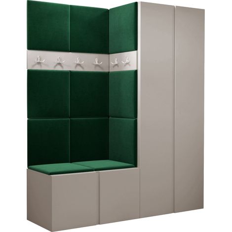 Conjunto para recibidor Pinis III, Manila 35, 186x158x46cm, Aglomerado laminado, Tapiz, Colocada, Montada en la pared