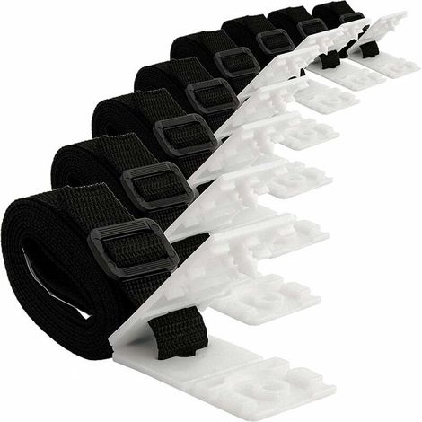Kit De Fixation pour Bâche Solaire De Piscine, Attache Bache Piscine, pour Piscine Universelle Enterrée Comprenant 8 Sangles Et Languettes Adhésives en Nylon, 8 Plaques De Cordon, 8 Boucles (1/5)