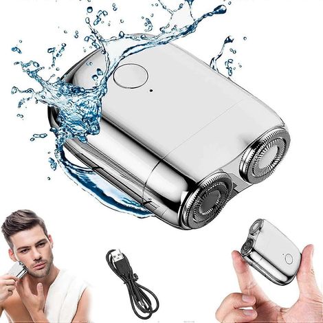 Rasoir électrique rotatif mini portable étanche, rechargeable par USB, sans fil, pour hommes, double tête (1/5)