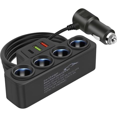 Schneller USB-Kfz-Ladeadapter, Handy-Ladeadapter für Fahrzeuge, Kfz-Ladegerät, Mehrfachsteckdosen-Zigarettenanzünderadapter, universelles Autozubehör