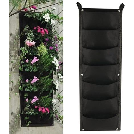 HOXILEELEOLa plantation cultivent des sacs 7 poches Tenture murale jardinière extérieure jardinage intérieur vertical conteneur de fleurs vert (1/4)