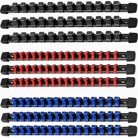Socket Organizer Set: Socket Wrench Holders, Socket Organizer Tools for Rail 1/4", 3/8", 1/2", Ball Bearings, Secure Spring, for Storage Tools (1/5)