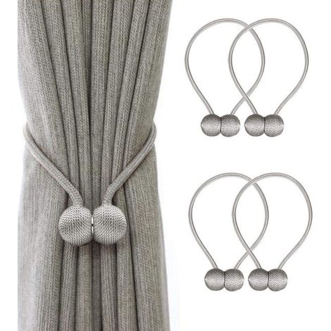 Correas magnéticas para cortina con hebilla, presilla para casco, longitud total 48 cm (gris) (1/5)