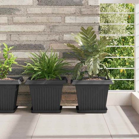 Quadratischer Blumentopf 6 pcs Schwarz 28,5 x 28,5 x 22 cm